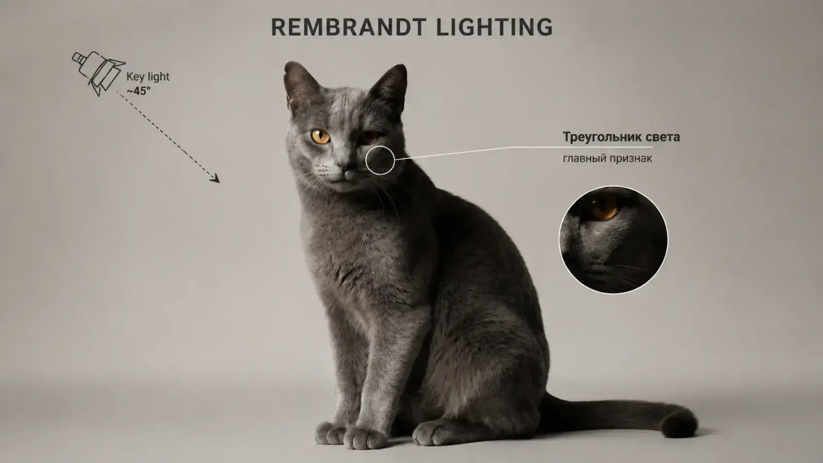 Rembrandt light, пример 1