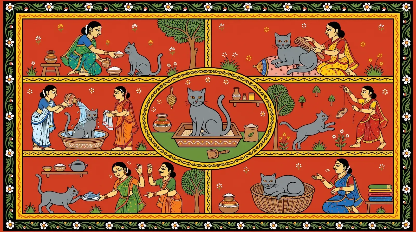 Cheriyal scroll painting, пример 1