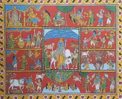 Cheriyal scroll painting, пример 2