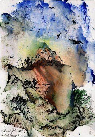Monotype with Ink Drawing, пример 4